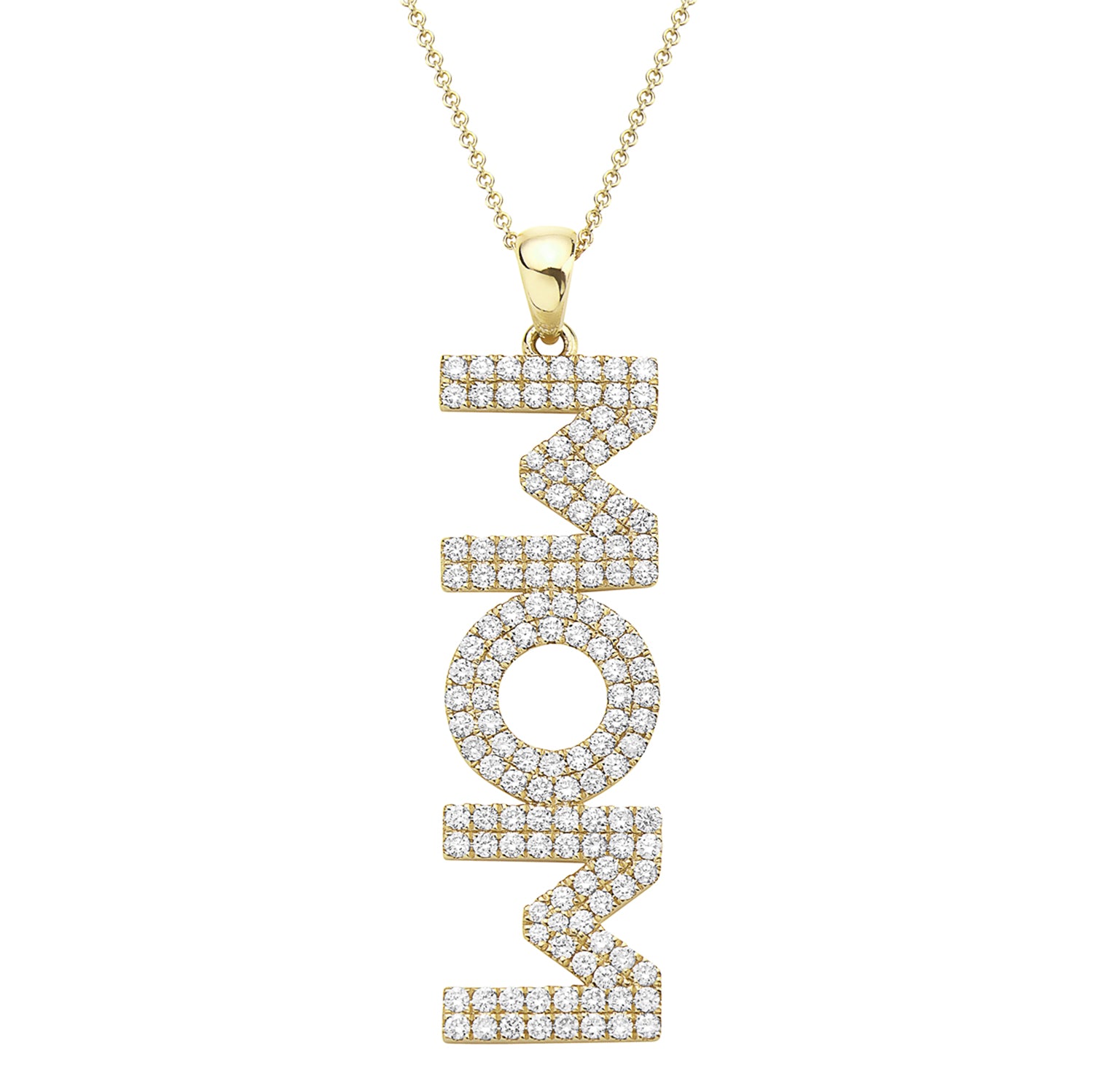 14K Yellow Gold Diamond Mom Pendant