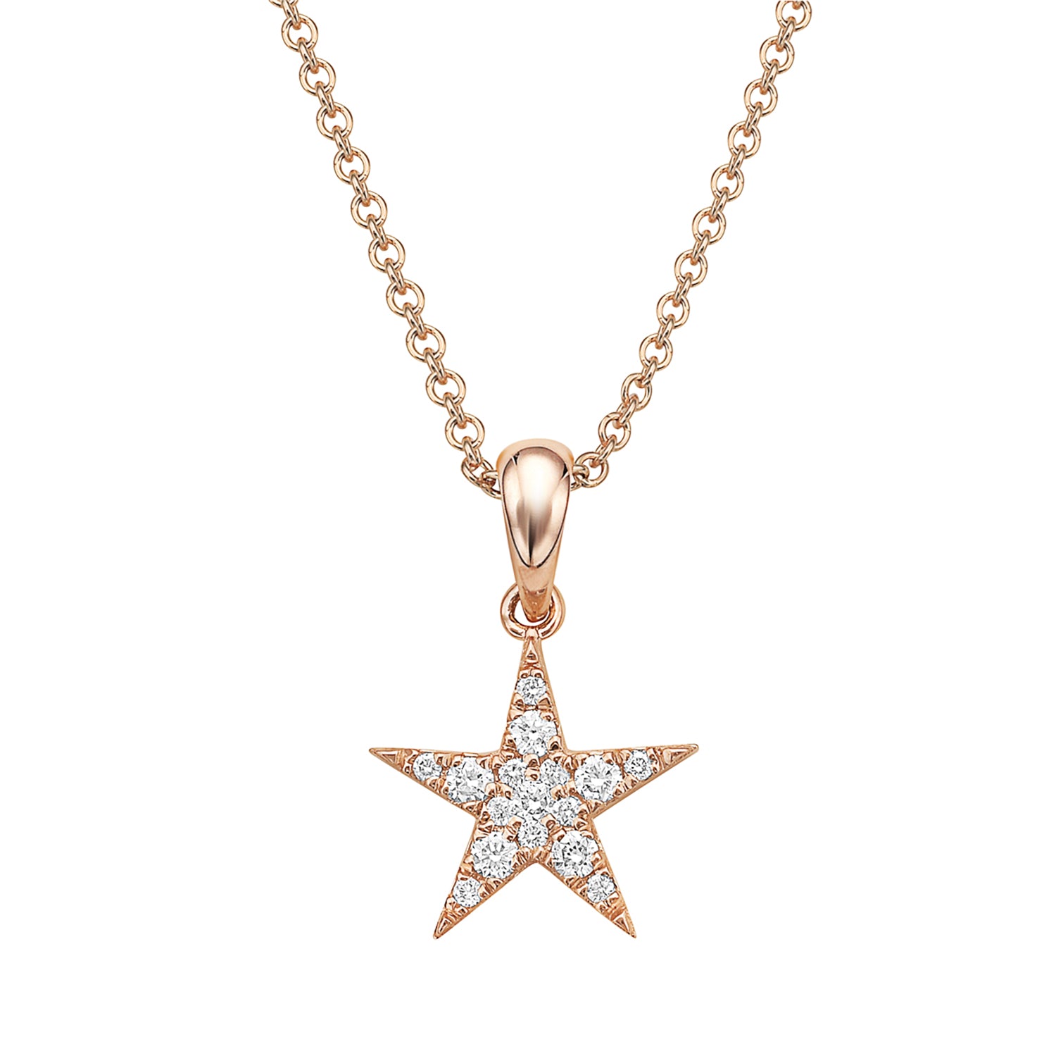 14K Rose Gold Diamond Star Pendant