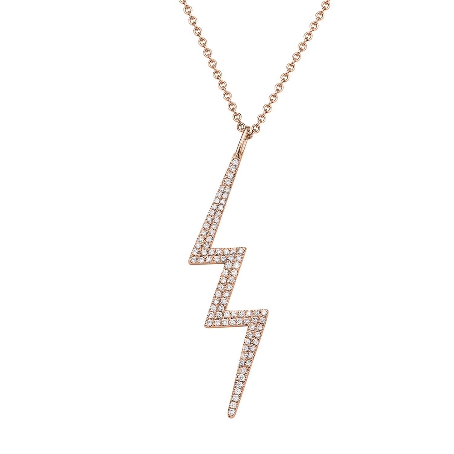 14K Rose Gold Diamond Lighting Bolt Pendant