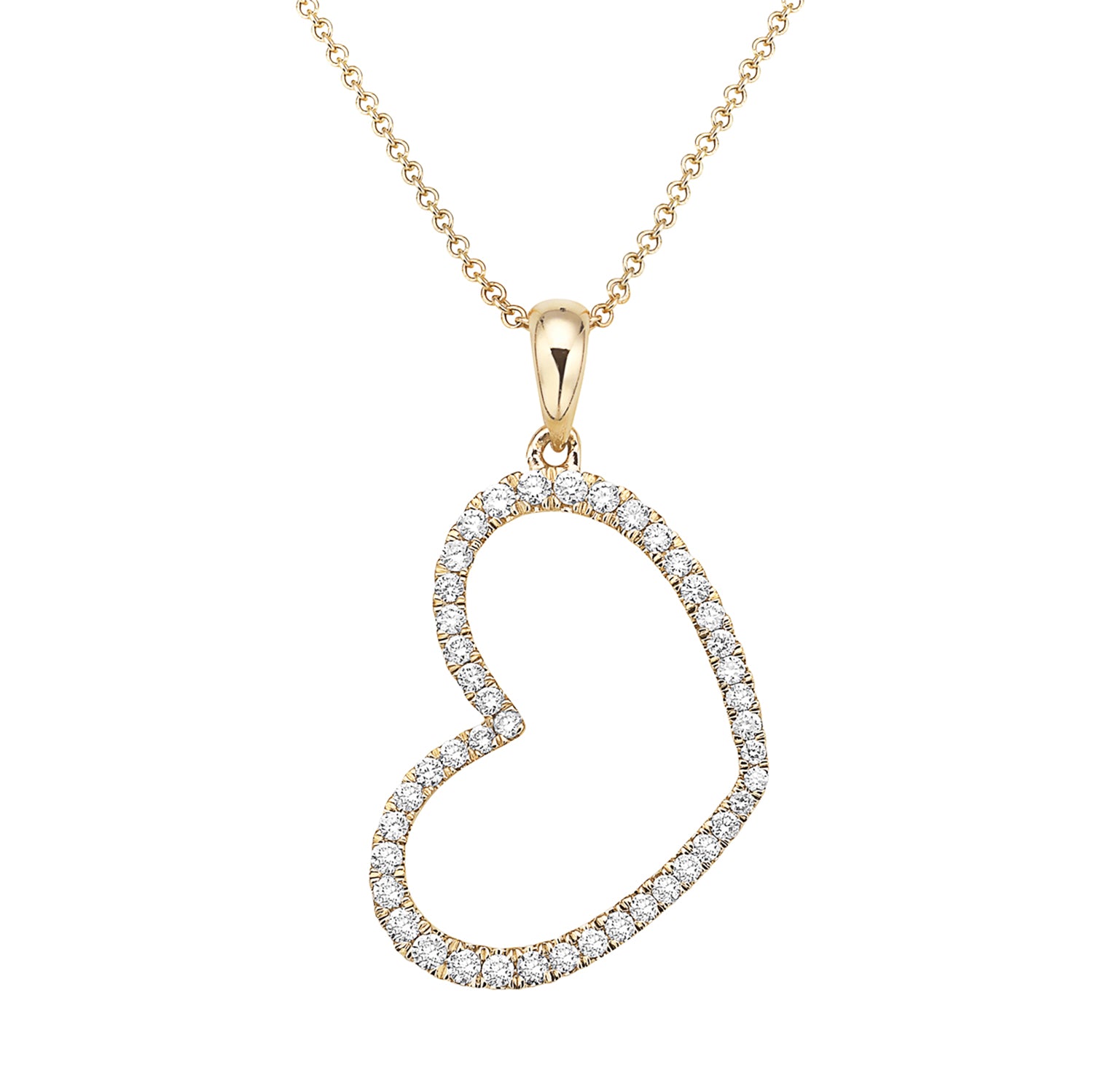 14K Yellow Gold Open Diamond Heart Pendant