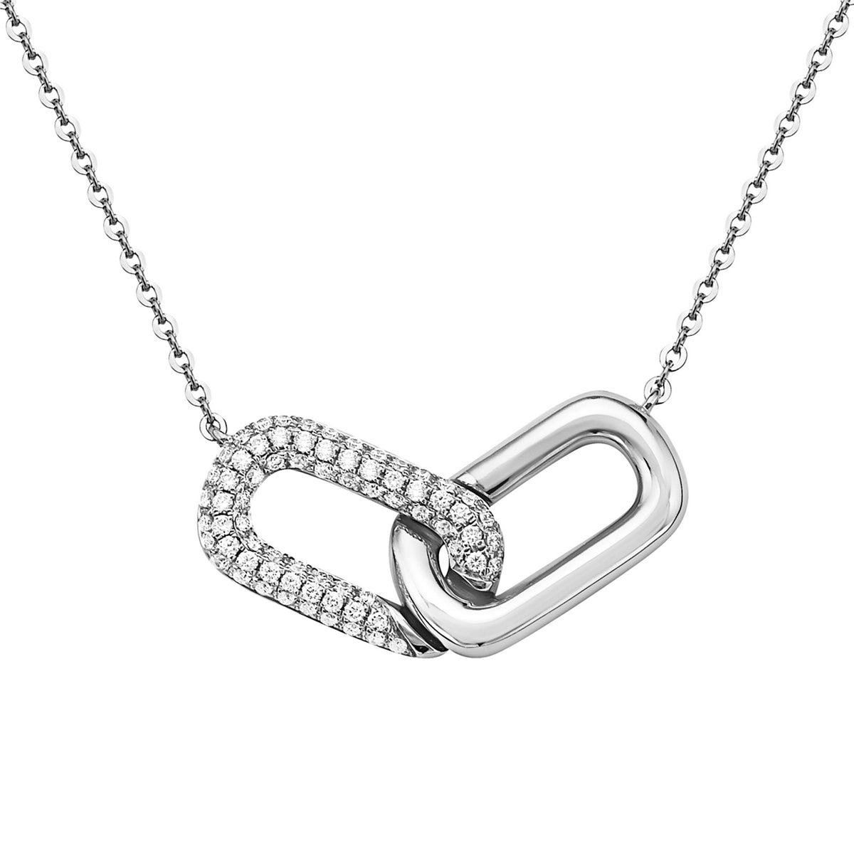 14K White Gold Diamond Hugs Pendant, 0.26ct