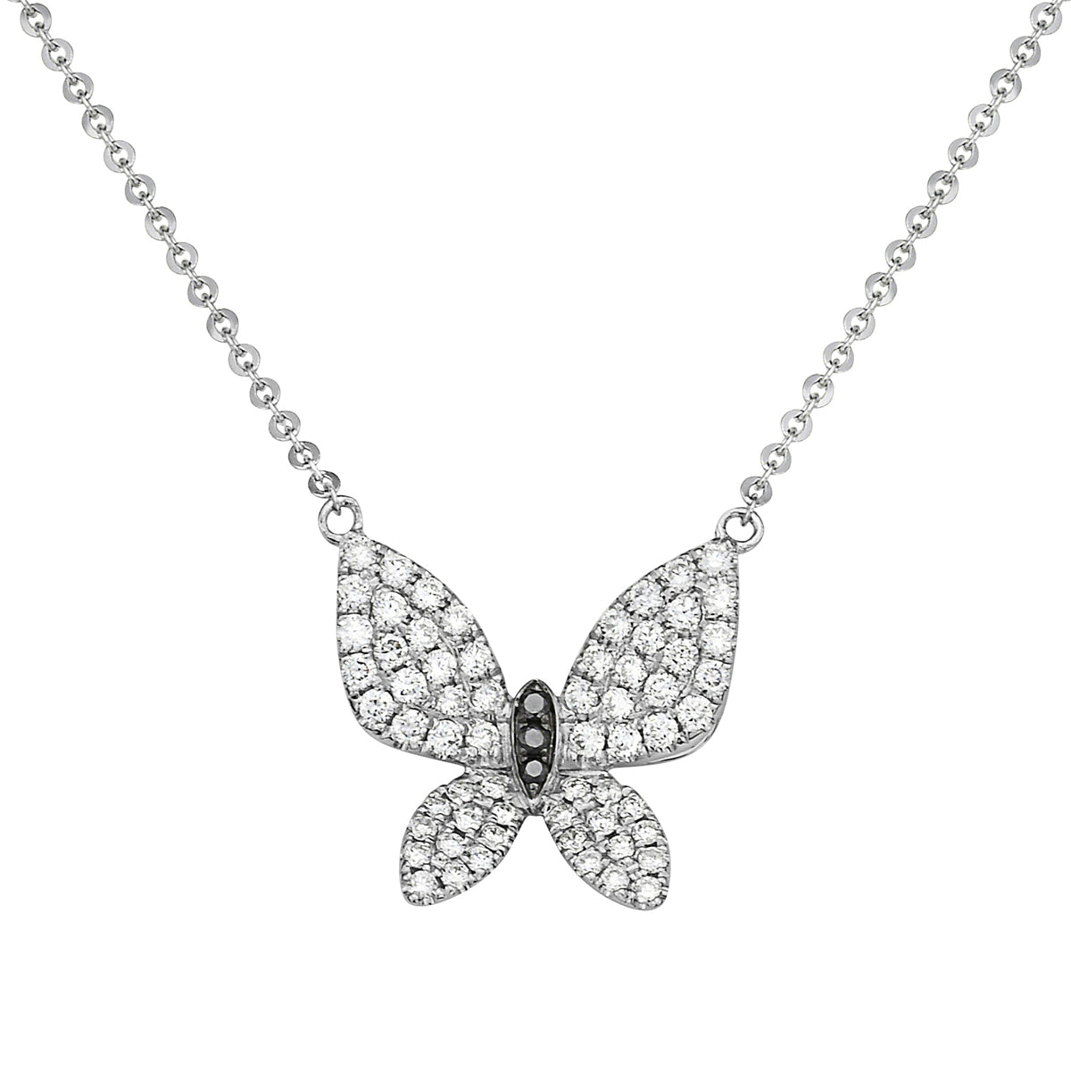 14K White Gold Diamond Butterfly Pendant