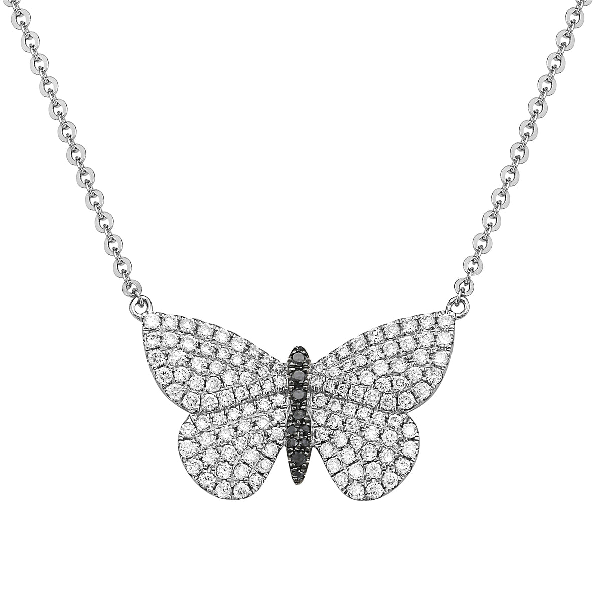 14K White Gold Diamond Butterfly Pendant