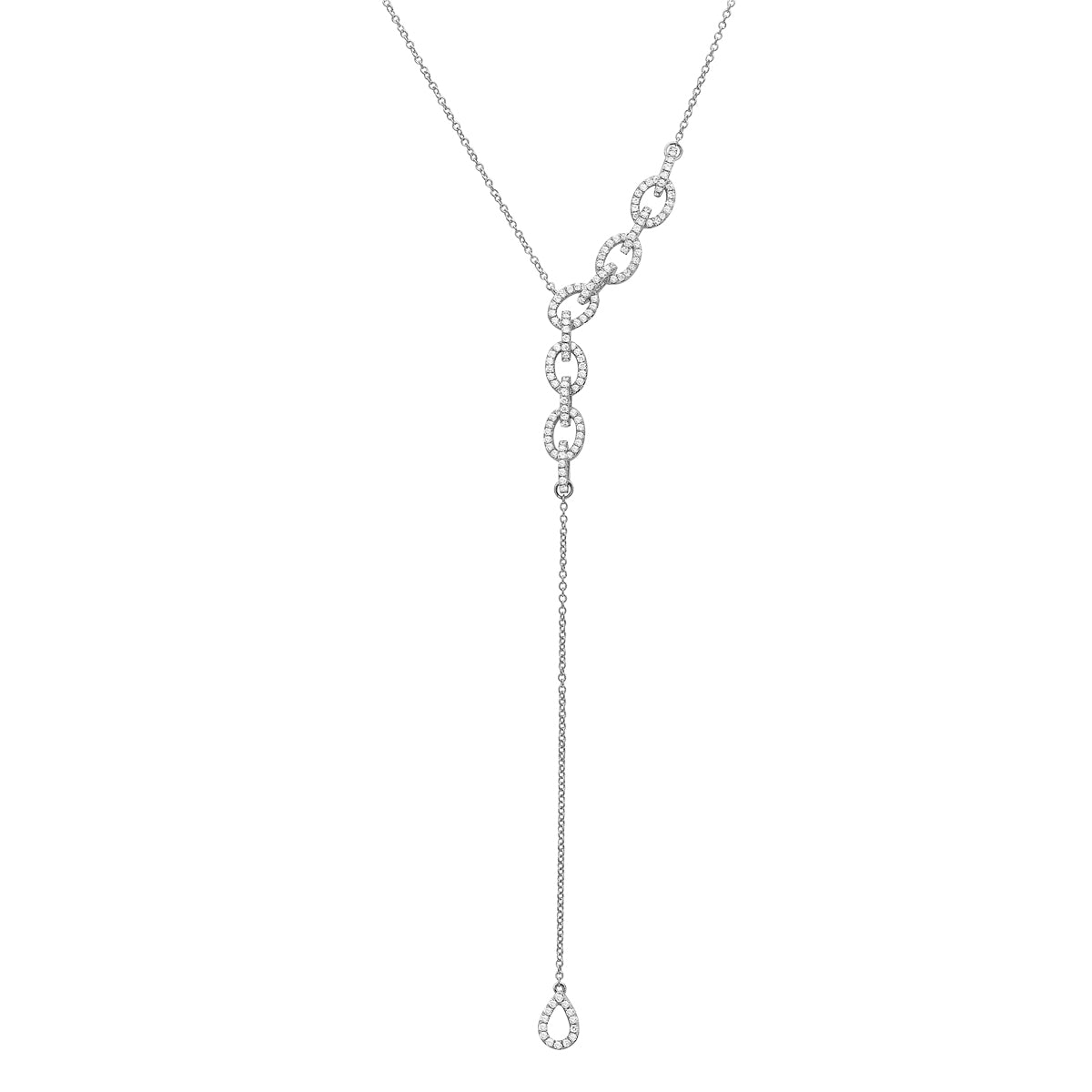 14K White Gold Diamond Drop Pendant