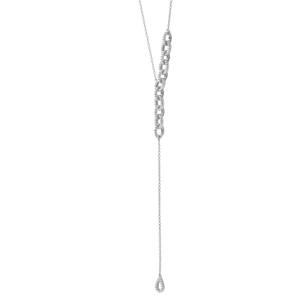 14K White Gold Diamond Drop Pendant