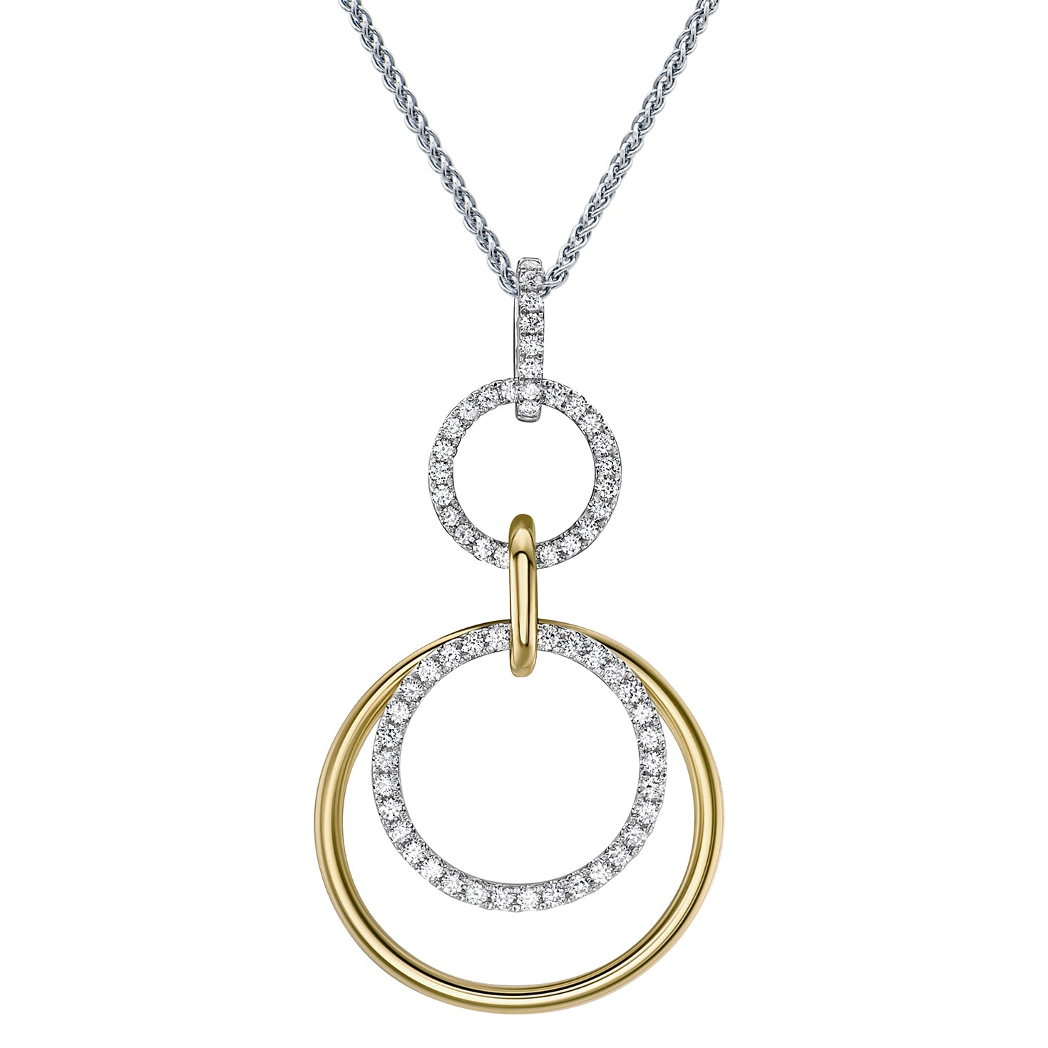 14K White Gold Diamond Hoop Link Pendant