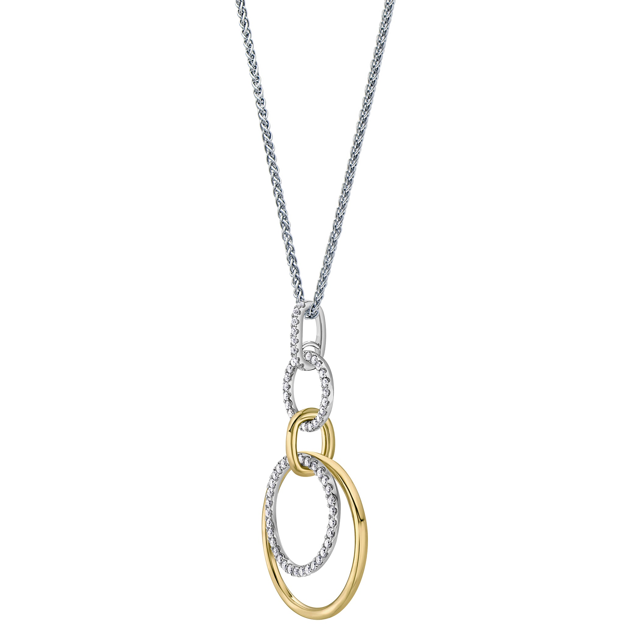 14K White Gold Diamond Hoop Link Pendant