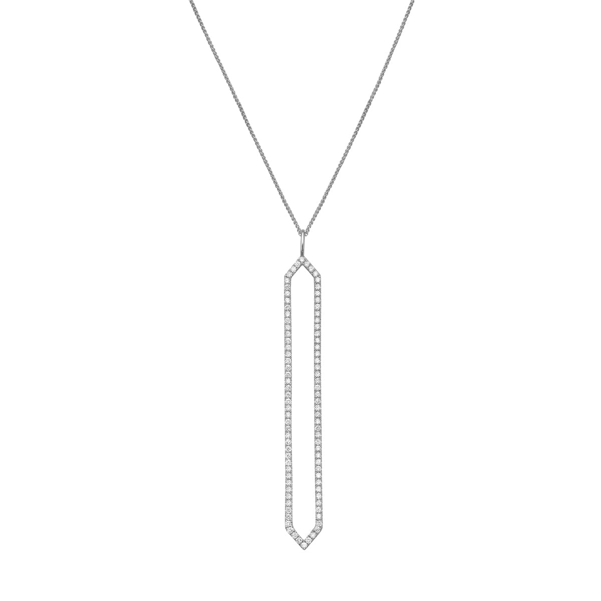 14K White Gold Diamond Drop Pendant