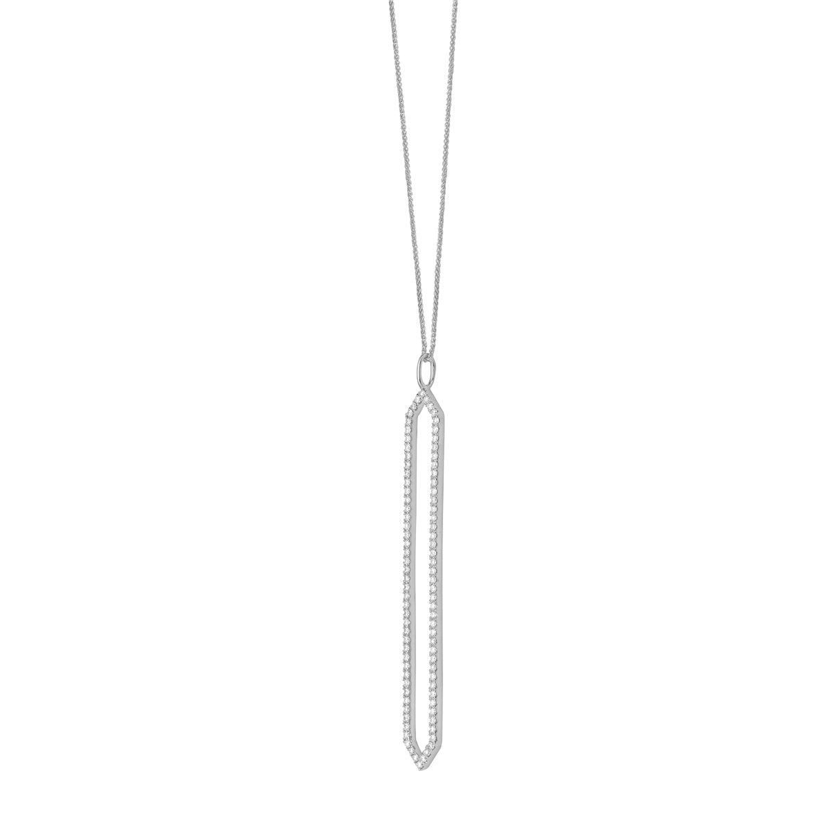 14K White Gold Diamond Drop Pendant