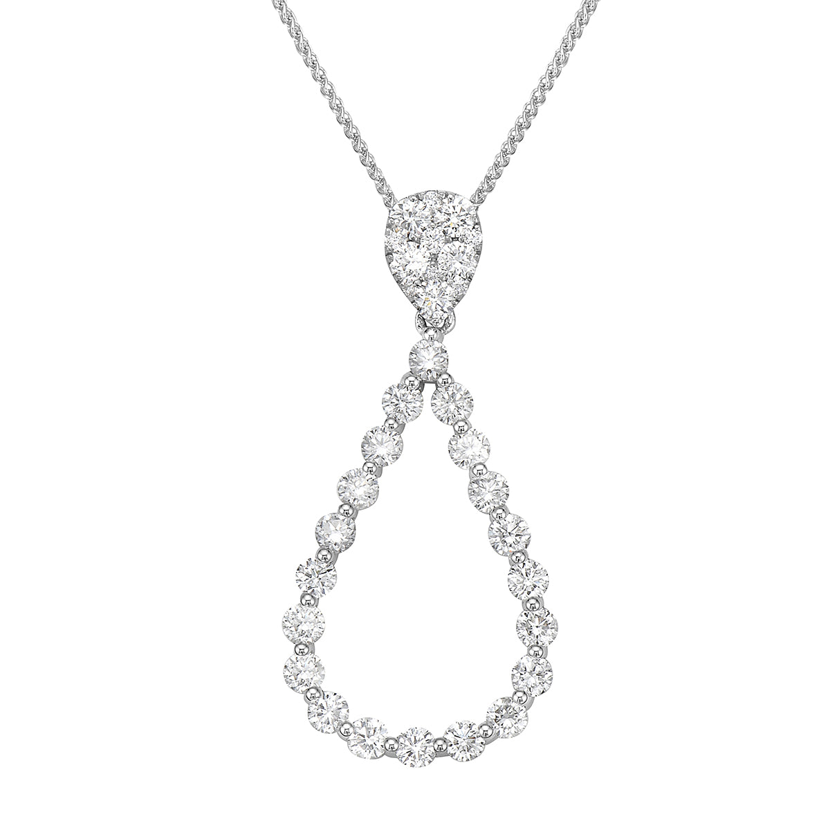 14K White Gold Diamond Drop Pendant