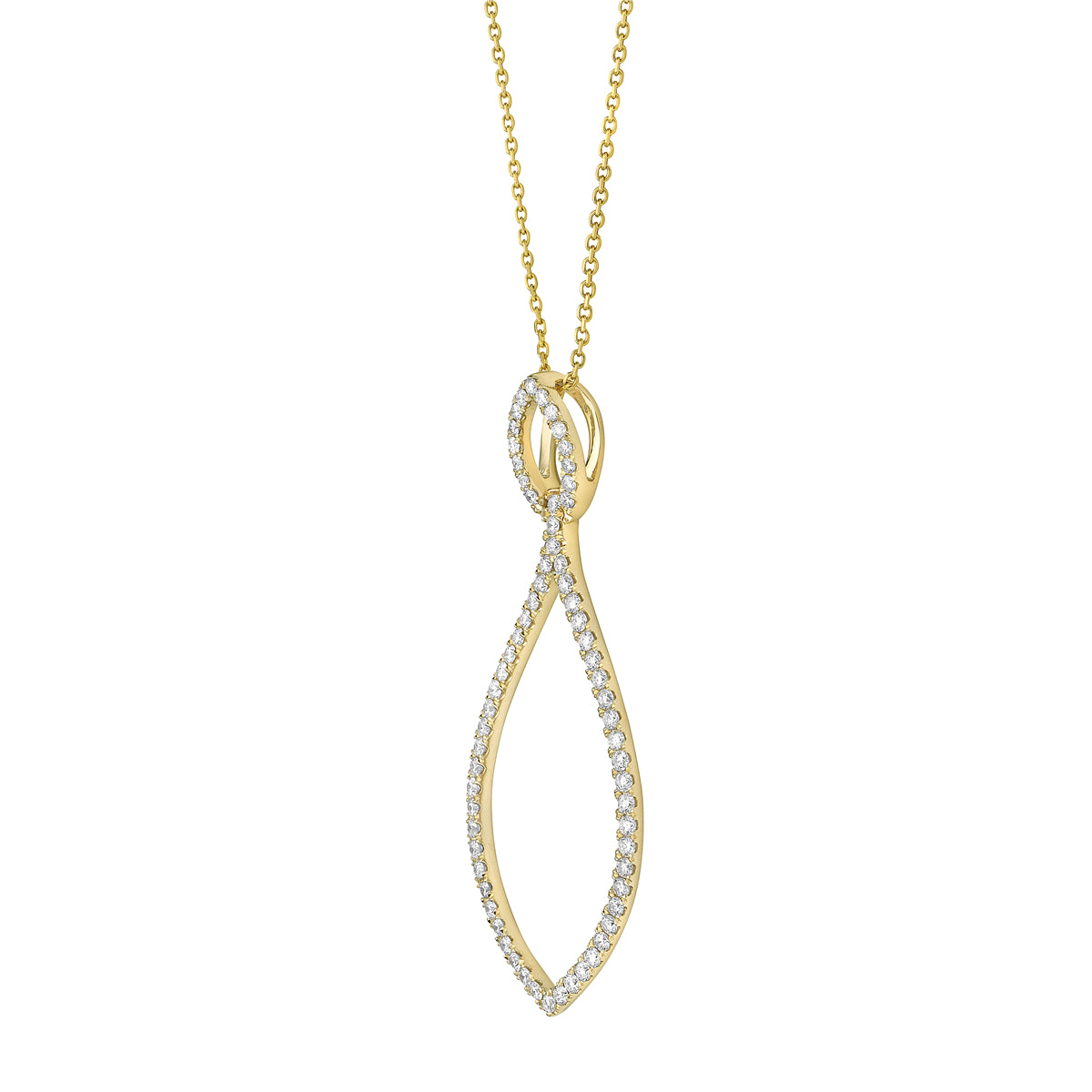 14K Yellow Gold Diamond Drop Pendant, 0.93ct