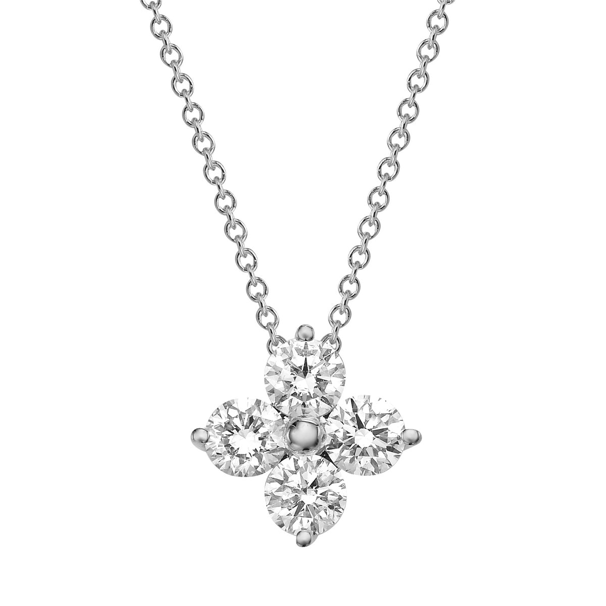 14K White Gold Round Diamond Pendant, 0.52ct
