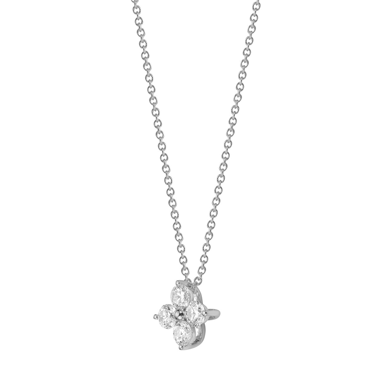14K White Gold Round Diamond Pendant, 0.52ct