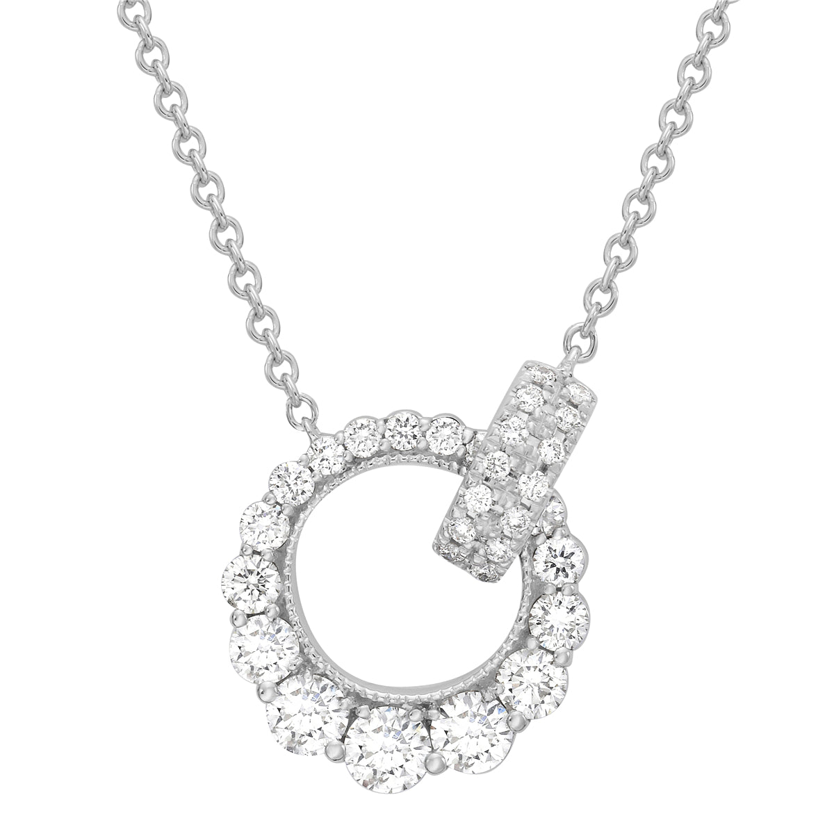 14K White Gold Diamond Pendant, 0.59ct
