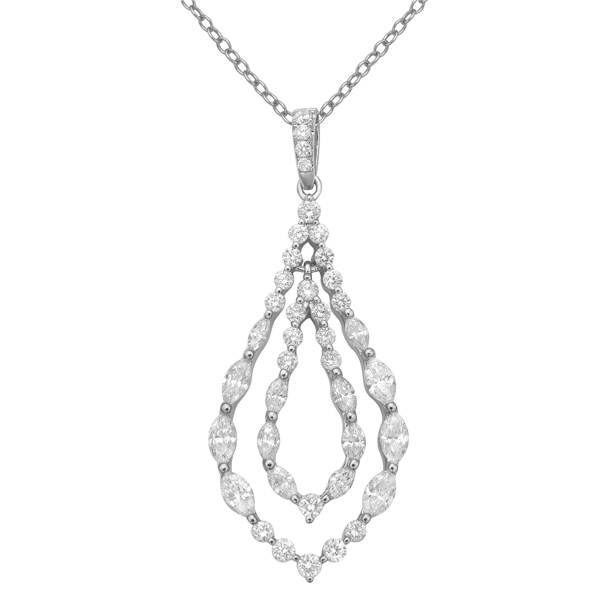 14K White Gold Diamond Pendant, 1.1ct