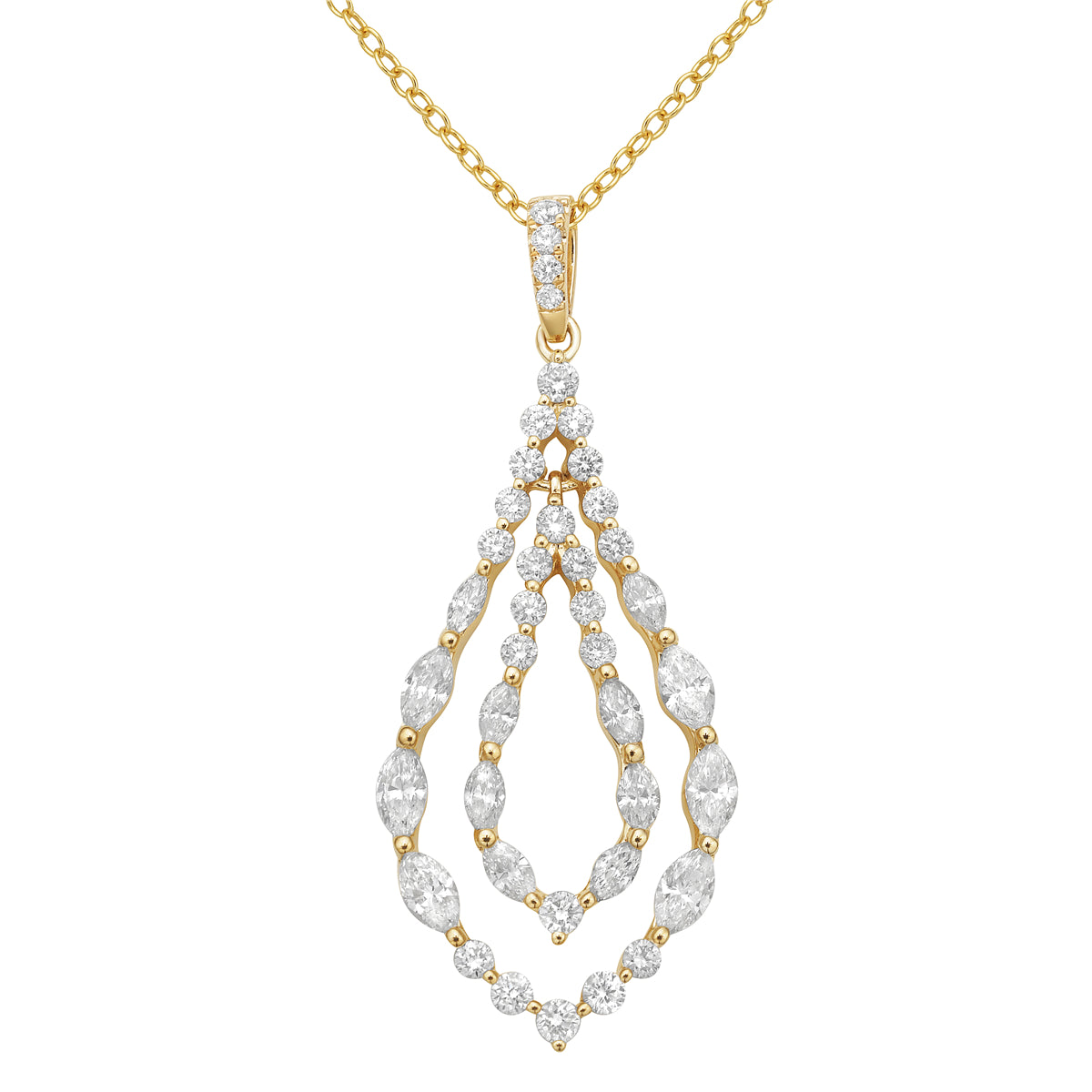 14K Yellow Gold Marquise Diamond Pendant, 1.1ct