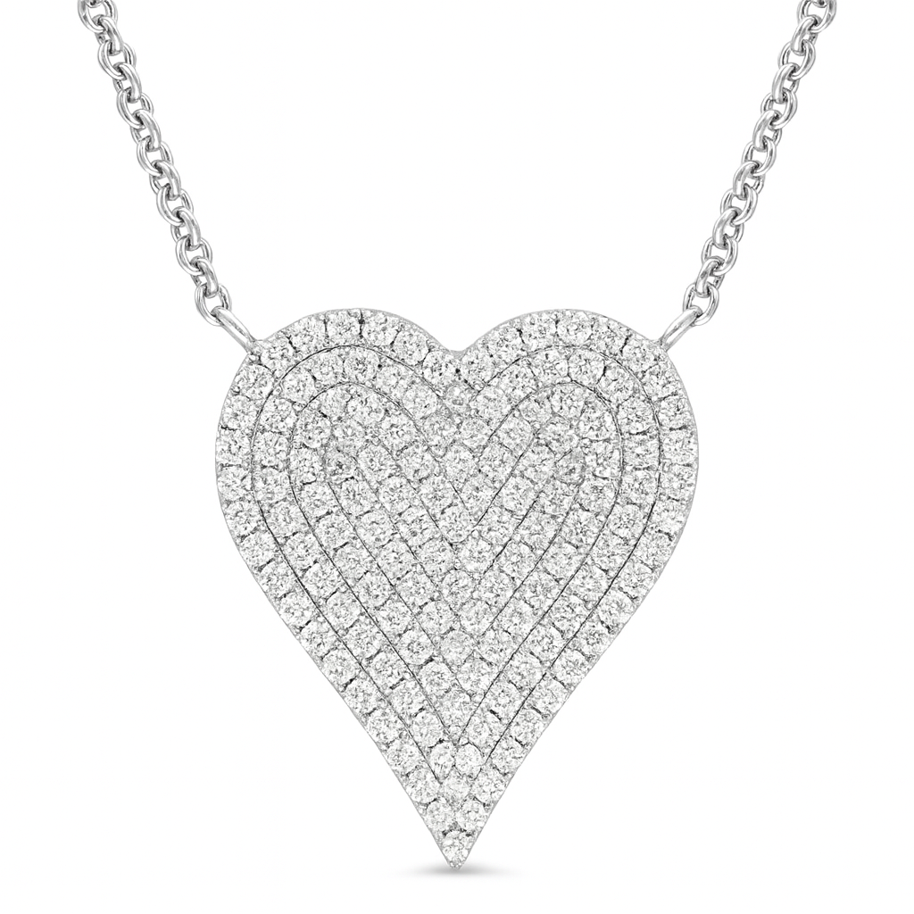 14K White Gold Round Diamond Pendant, 0.43ct