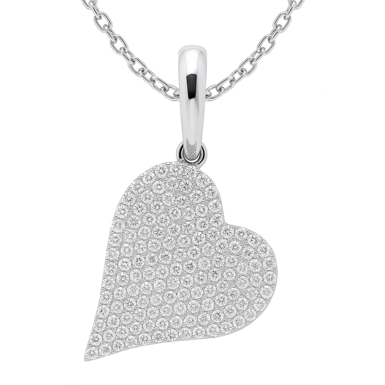 14K White Gold Diamond Pendant, 0.43ct