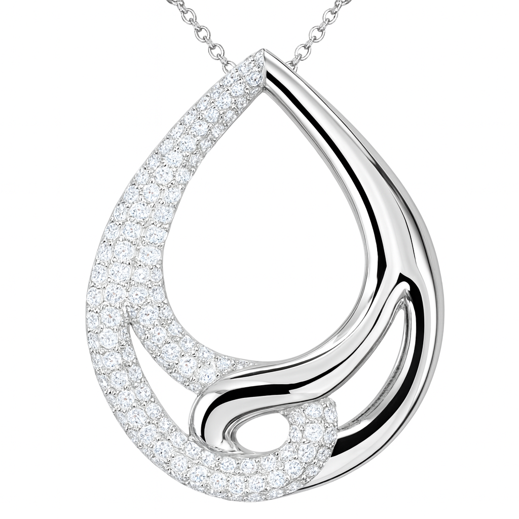 14K White Gold Diamond Pendant, 0.48ct