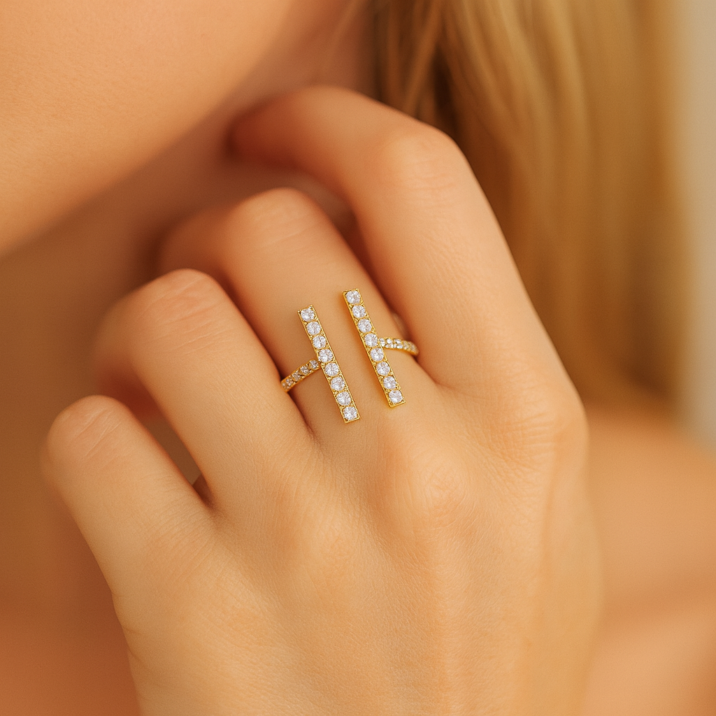 14K Yellow Gold Open Bar Ring, 0.39ct