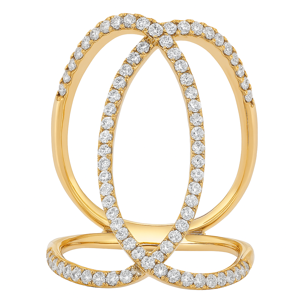 14K White Gold Large Overlay Ring, 0.62ct