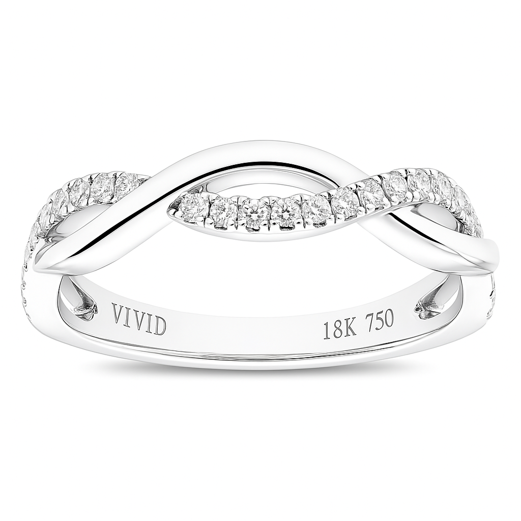 14K White Gold Diamond Wave Ring, 0.24ct