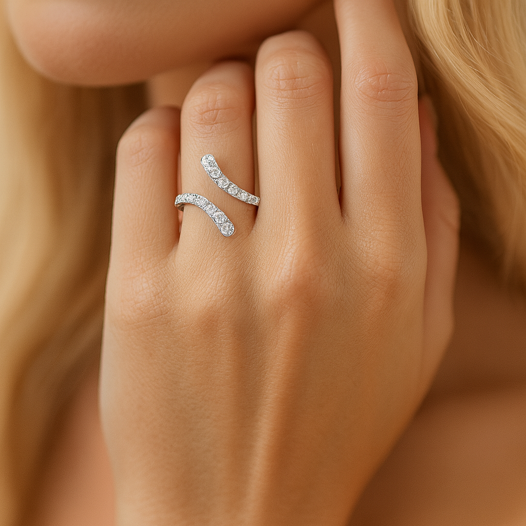 14K White Gold Bypass Ring, 0.45ct