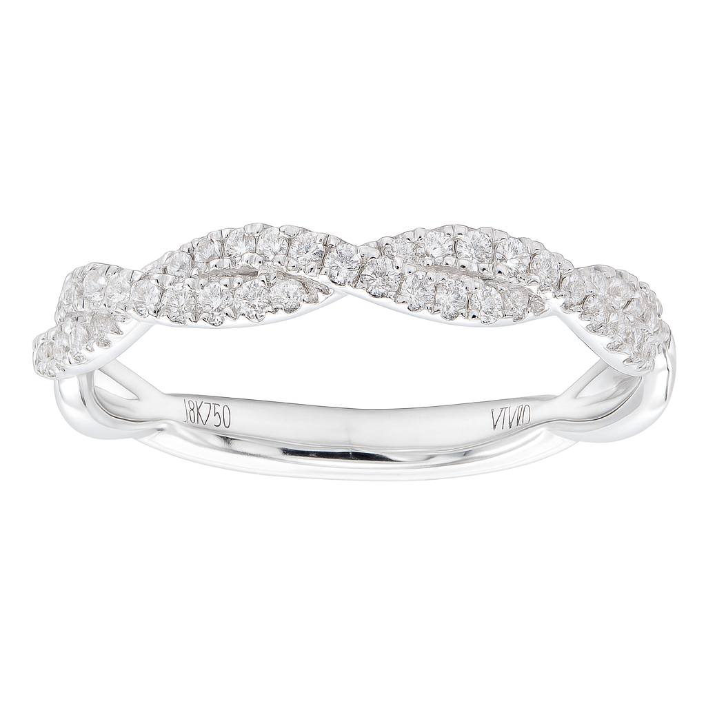 14K White Gold Twist Ring, 0.2ct