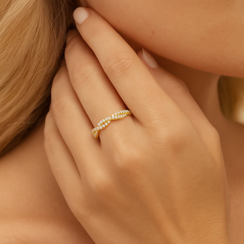 14K Yellow Gold Twist Ring, 0.2ct