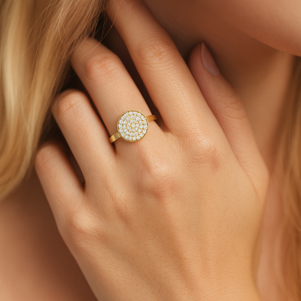 14K Yellow Gold Diamond Circle Ring, 0.63ct