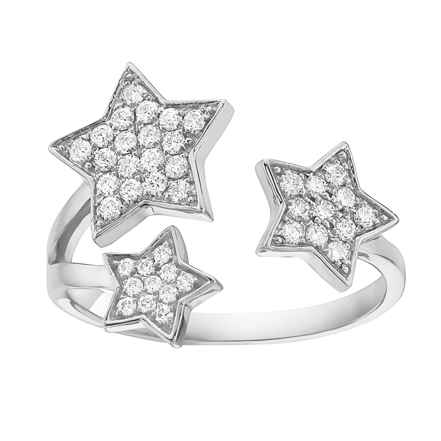 14K White Gold Star Ring, 0.35ct