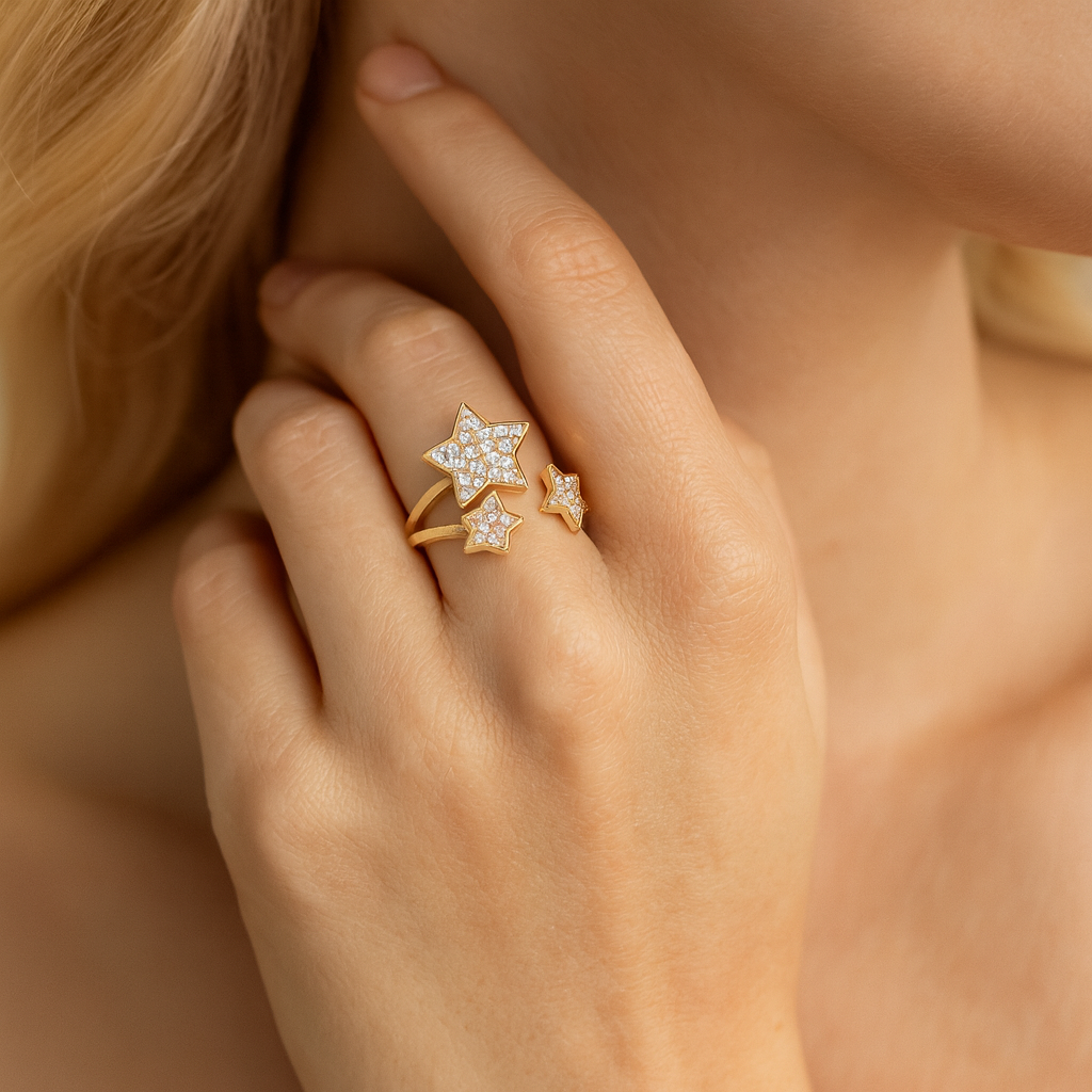 14K Yellow Gold Star Ring, 0.35ct