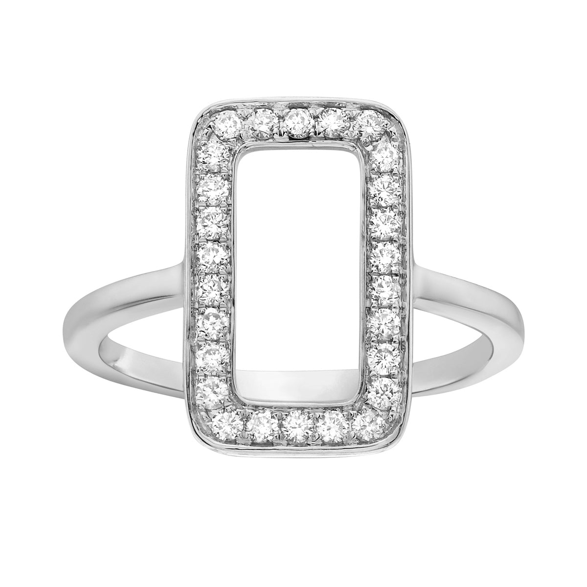 14K White Gold Diamond Rectangle Ring
