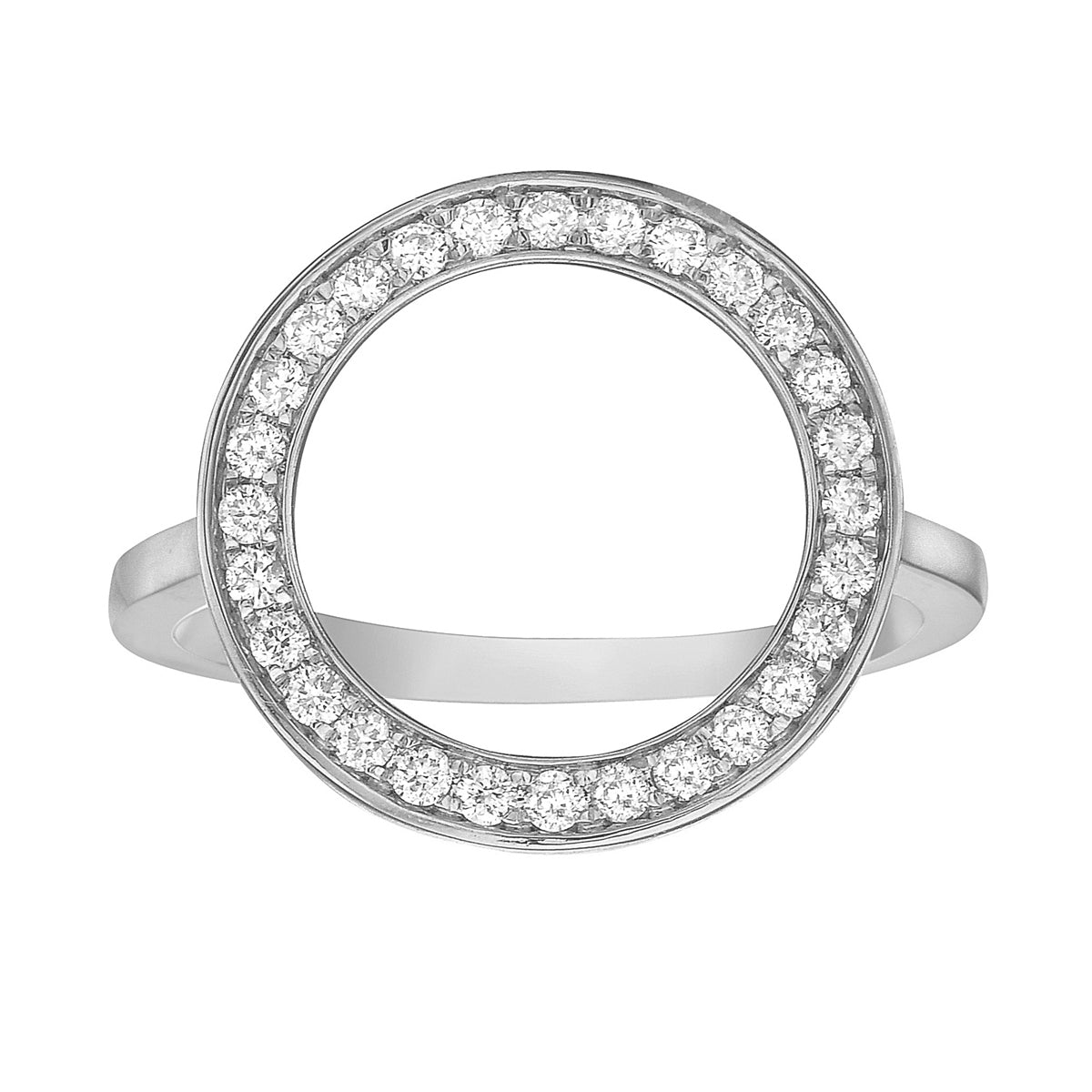 14K White Gold Open Diamond Circle Ring, 0.33ct