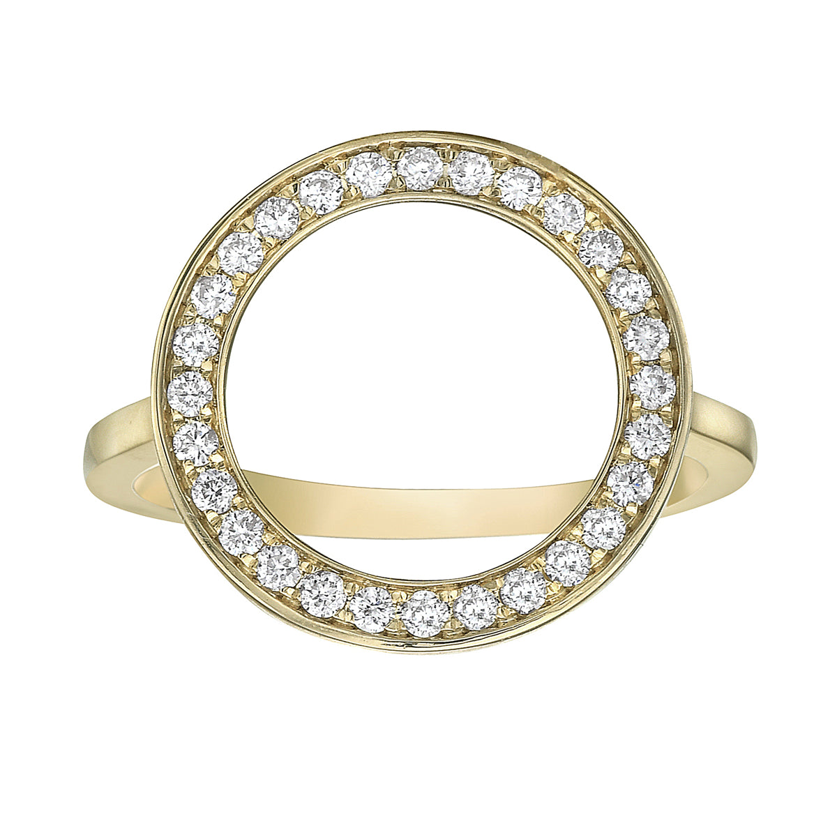 14K Yellow Gold Open Diamond Circle Ring