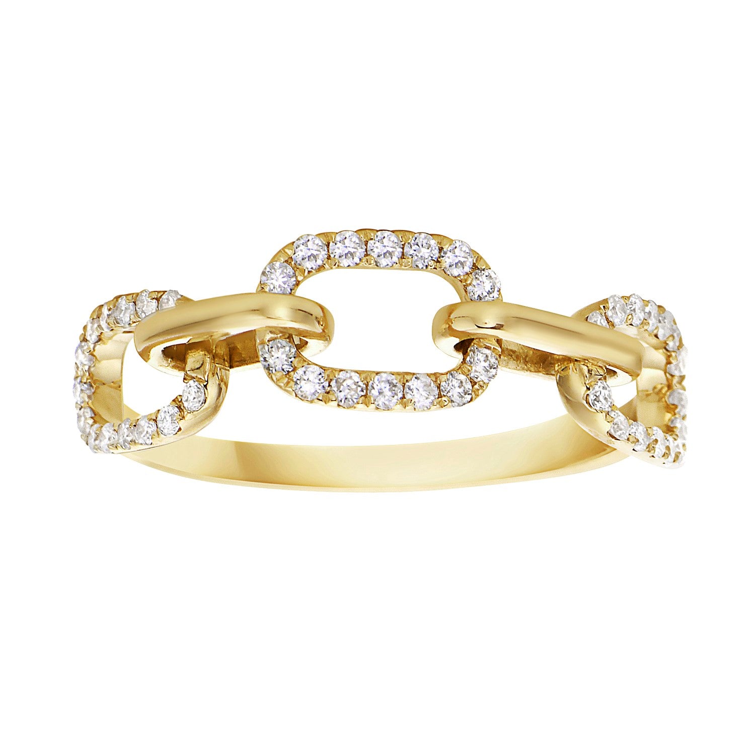 14K Yellow Gold Chain Link Ring, 0.23ct