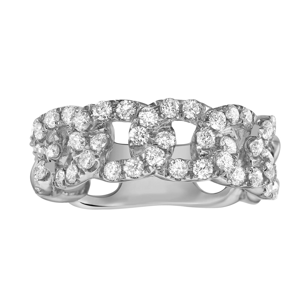 14K White Gold Diamond Link Ring