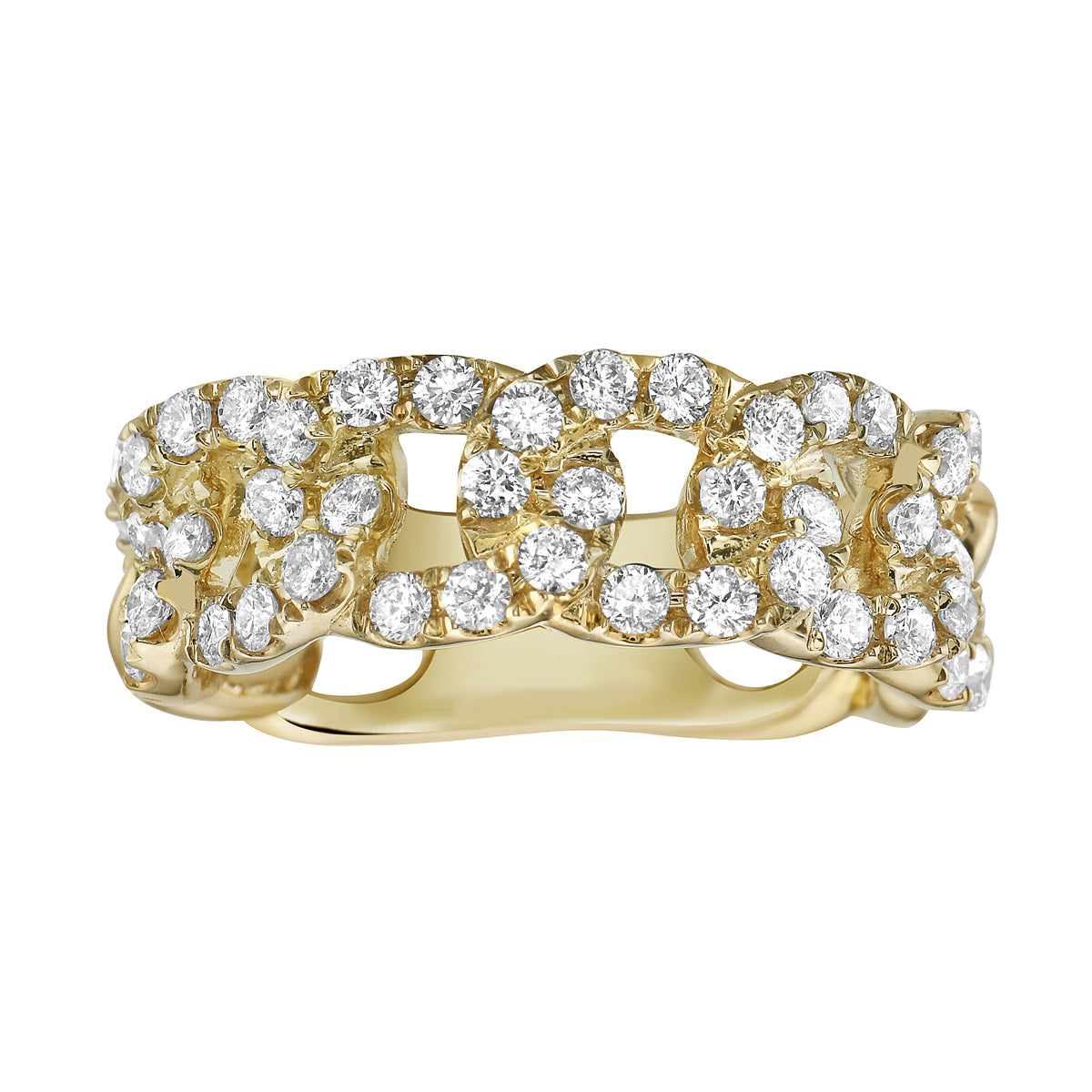 14K Yellow Gold Diamond Link Ring