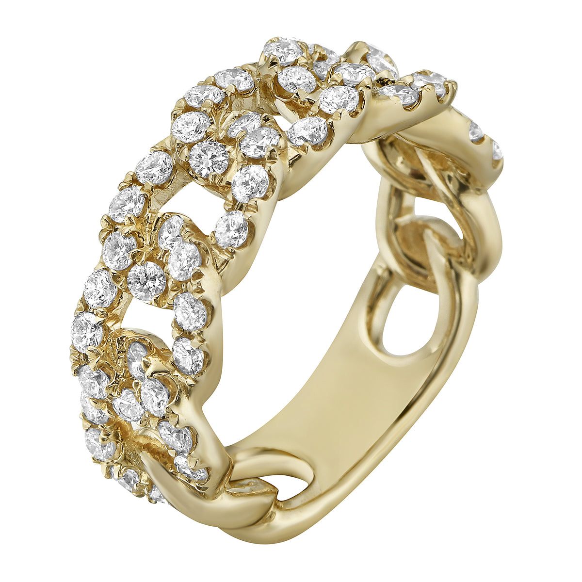 14K Yellow Gold Diamond Link Ring