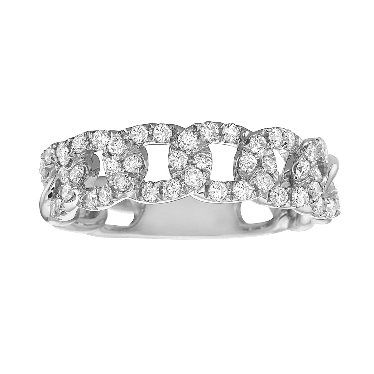 14K White Gold Diamond Link Ring