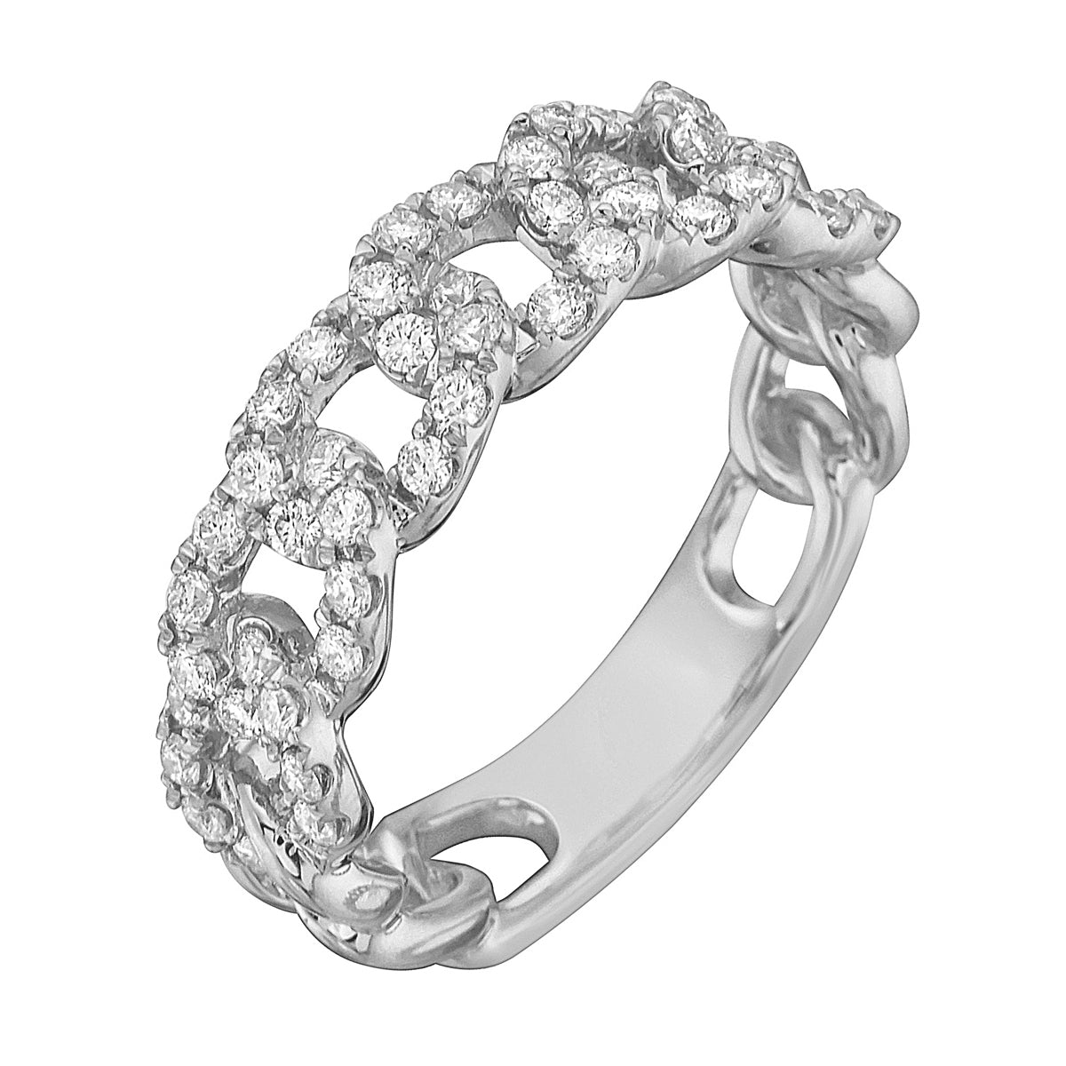 14K White Gold Diamond Link Ring