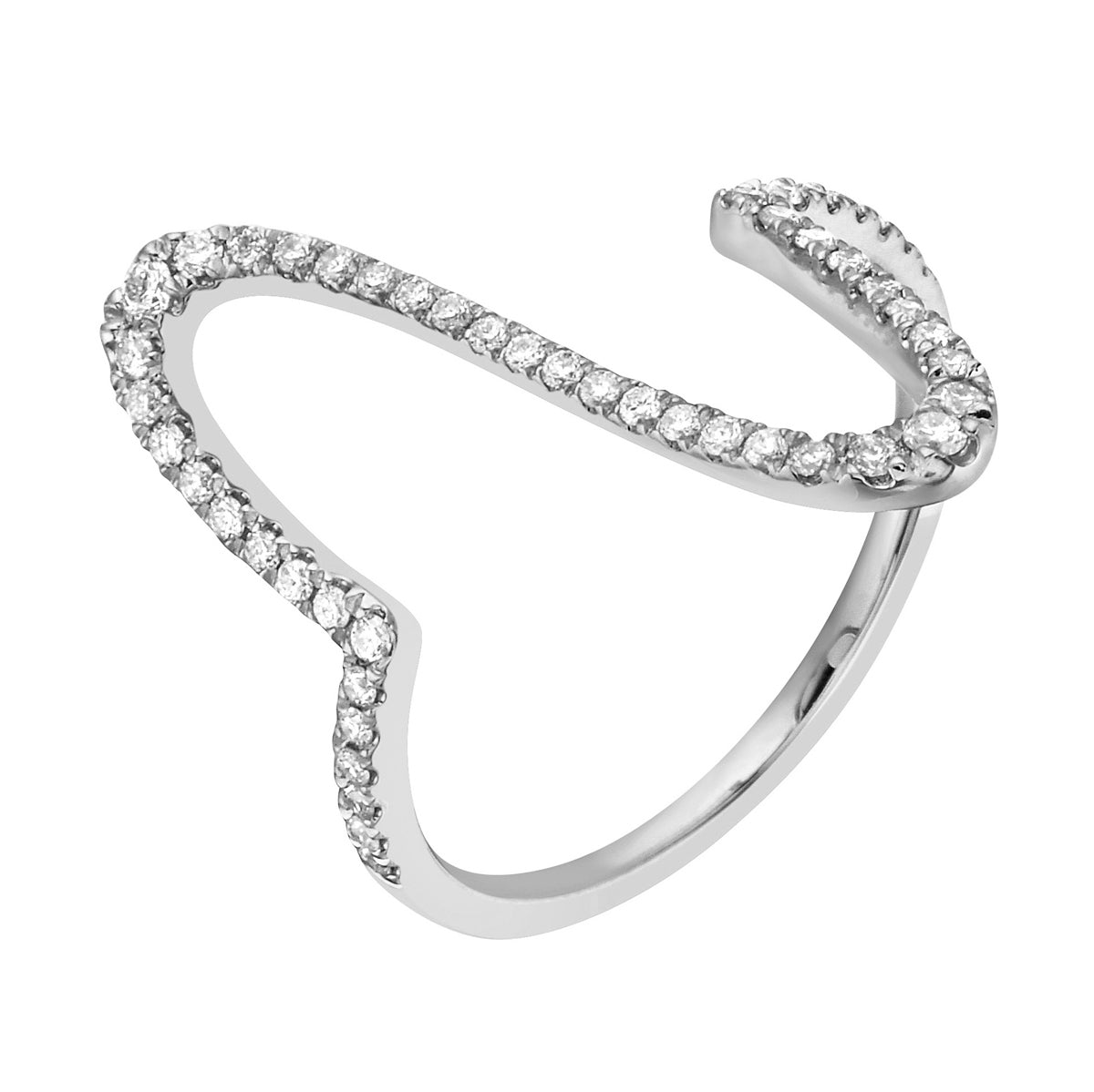 14K White Gold Diamond Heartbeat Ring