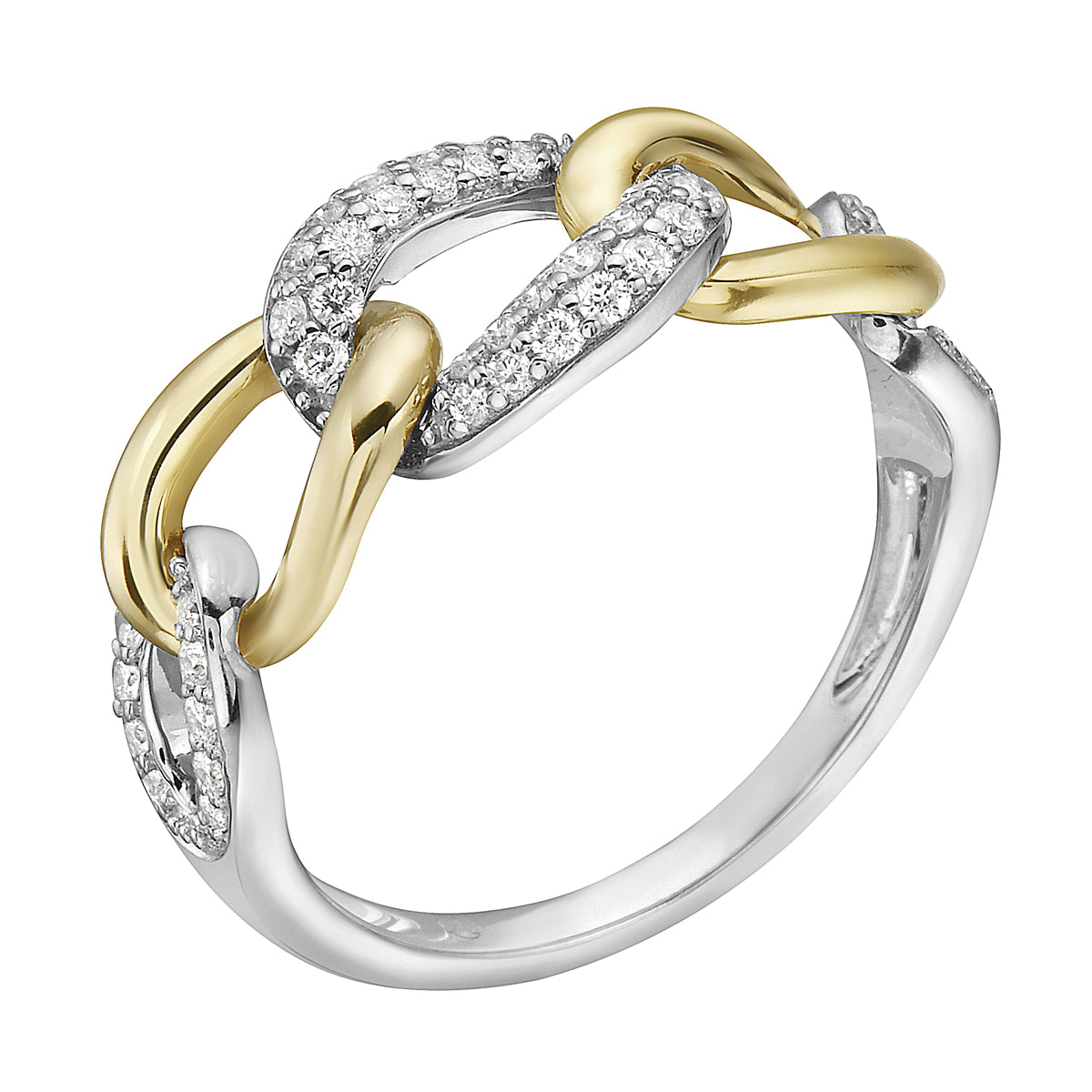 14K White Gold Diamond Link Ring