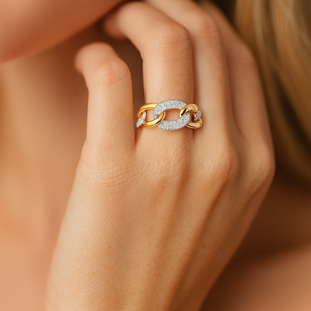 14K White Gold Diamond Link Ring, 0.27ct