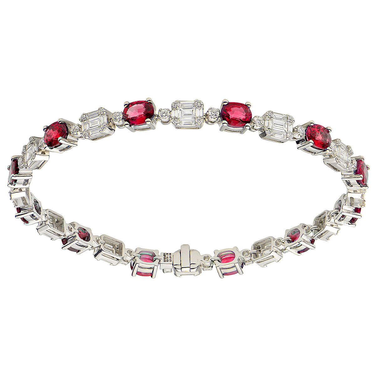 Ruby Oval and Illusion Emerald Bracelet