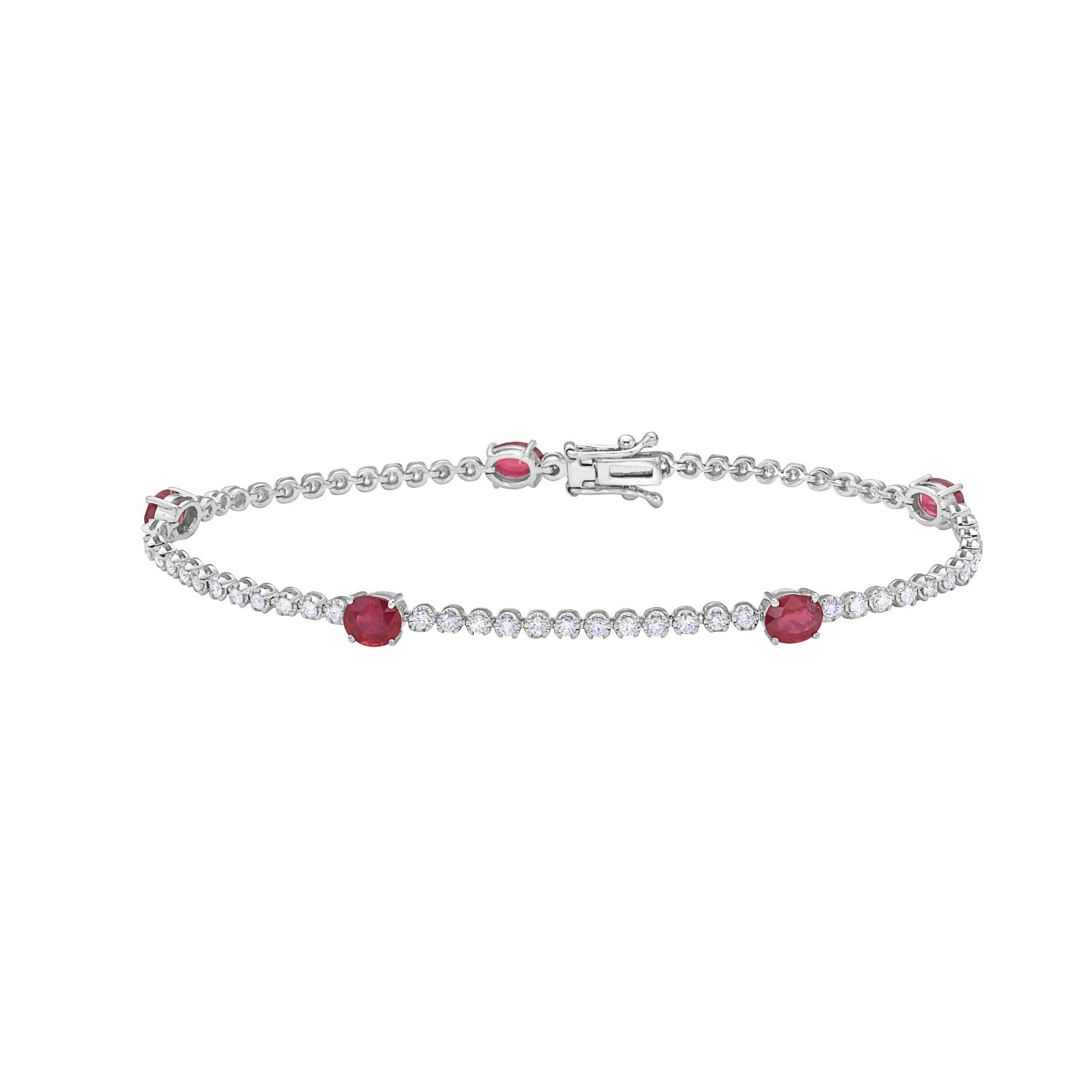 14K White Gold Ruby and Diamond Bracelet