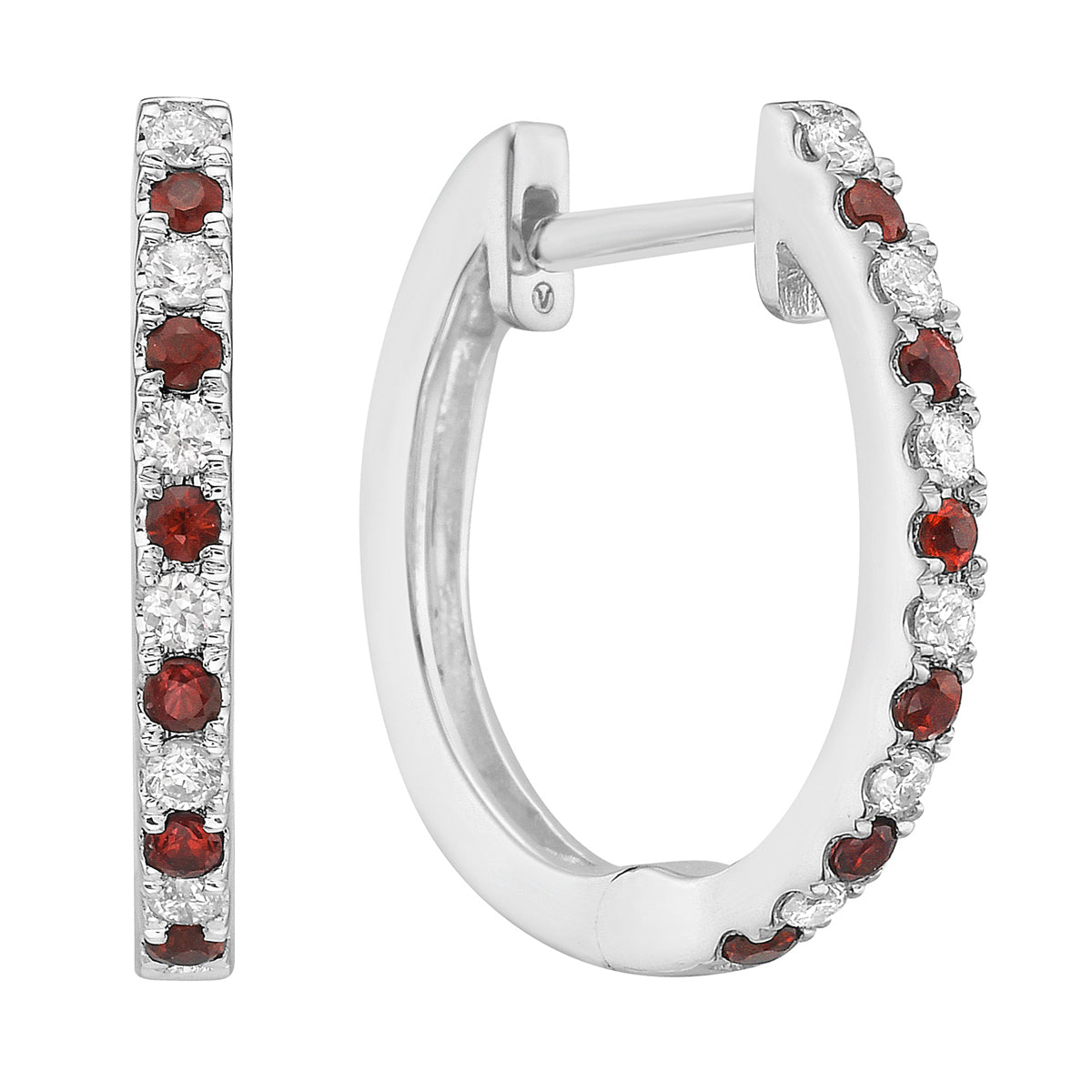 Ruby and Diamond Alternating Hoops