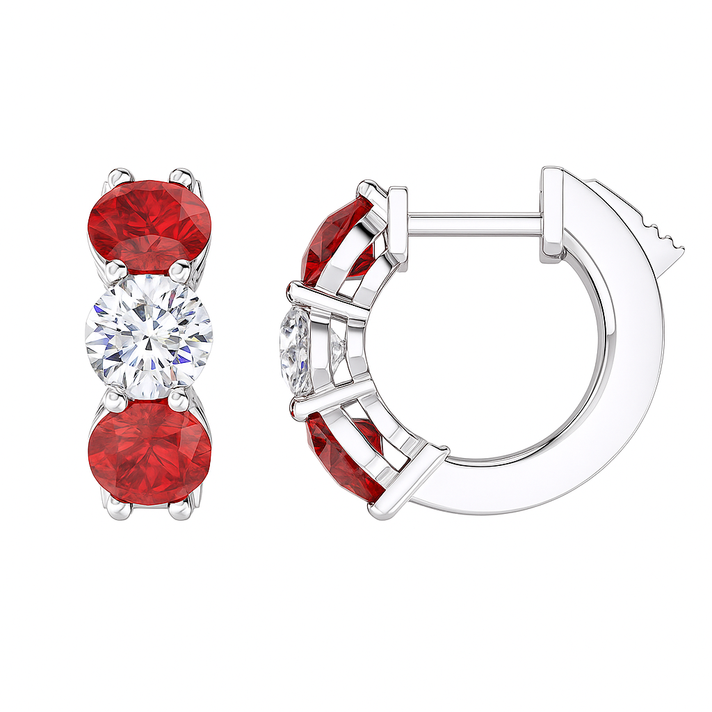 14K White Gold Ruby Earrings, 0.72ct