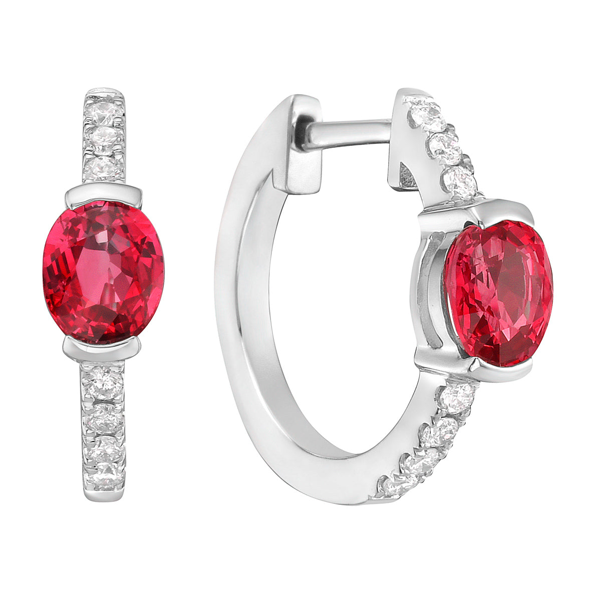 14K White Gold Ruby Earrings, 0.82ct