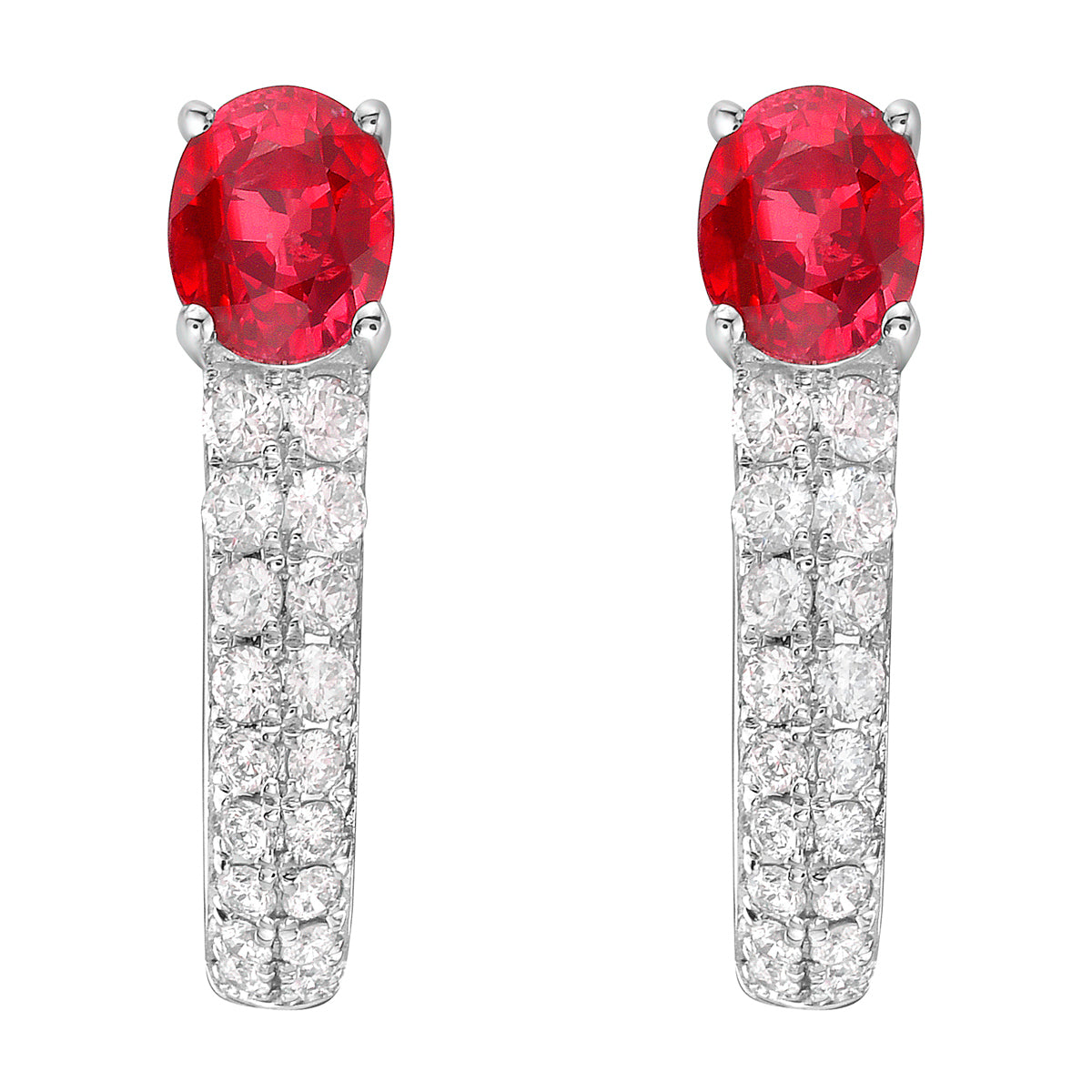 14K White Gold Ruby Earrings, 0.82ct